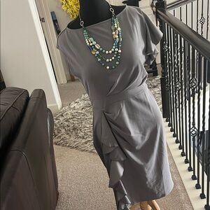 Elegant Gray one arm Ruffle Dress by Aisire
